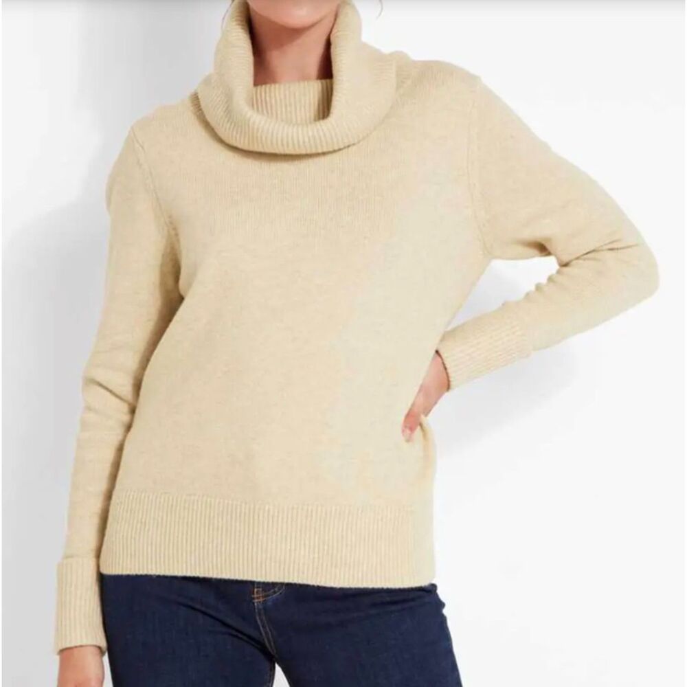 Max Mara Virgin Wool Cashmere Turtleneck Sweater Neutral M